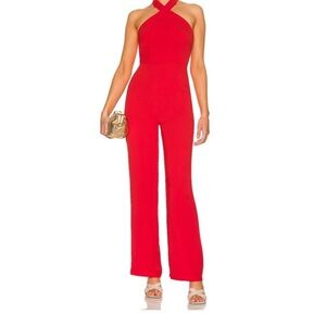 REVOLVE Vibrant Red Halter Jumpsuit